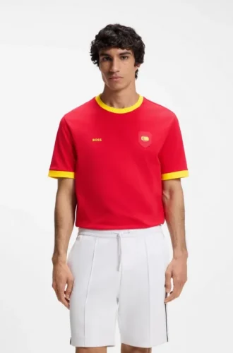 T-shirt i stretchbomull med landsflagga och logotyp