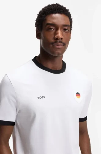 T-shirt i stretchbomull med landsflagga och logotyp