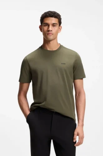 T-shirt i stretchbomull med logodetalj