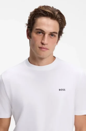 T-shirt i stretchbomull med logodetalj