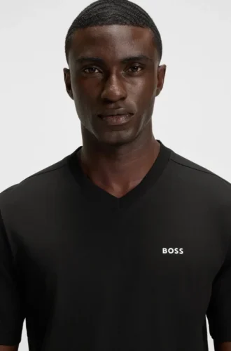 T-shirt i stretchbomull med normal passform och kontrastlogotyp