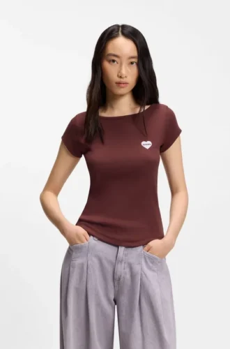 T-shirt i stretchbomull med slim fit och tryck