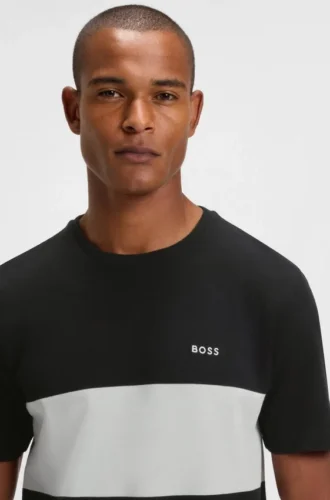 T-shirt med blockränder i bomullspiqué