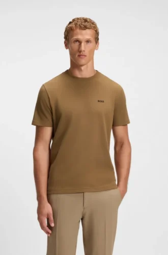 T-shirt med broderad logotyp i bomullspiqué