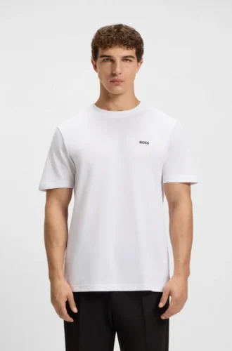 T-shirt med broderad logotyp i bomullspiqué