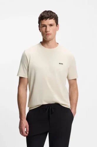 T-shirt med broderad logotyp i bomullspiqué