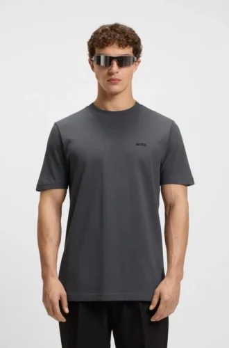 T-shirt med broderad logotyp i bomullspiqué
