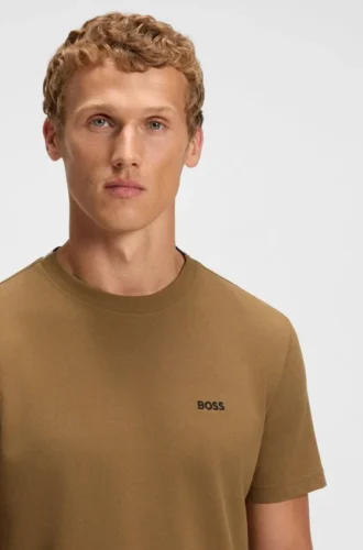 T-shirt med broderad logotyp i bomullspiqué