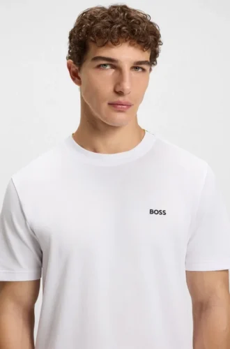 T-shirt med broderad logotyp i bomullspiqué