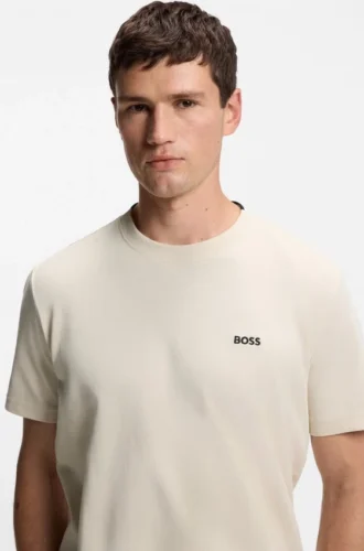 T-shirt med broderad logotyp i bomullspiqué
