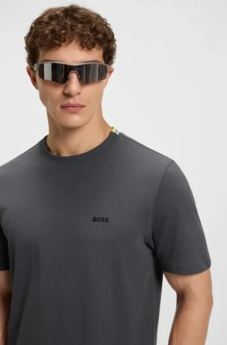 T-shirt med broderad logotyp i bomullspiqué