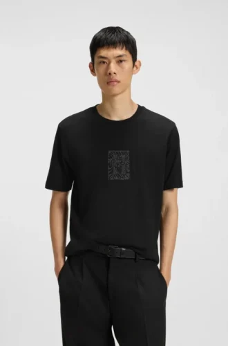 T-shirt med broderat motiv i bomullsjersey