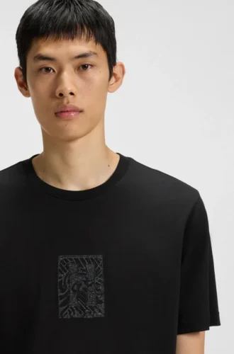 T-shirt med broderat motiv i bomullsjersey