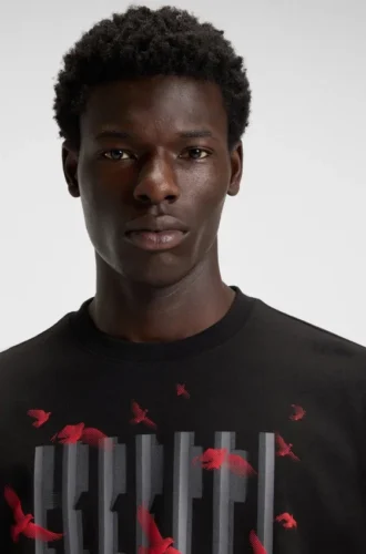 T-shirt med fågelmotiv i bomullsjersey