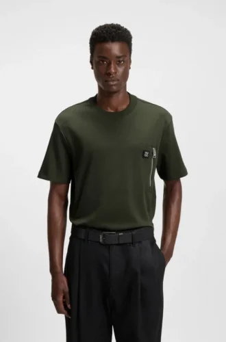 T-shirt med ficka med dragkedja i interlockbomull