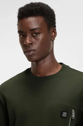 T-shirt med ficka med dragkedja i interlockbomull