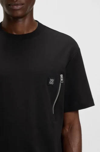 T-shirt med ficka med dragkedja i interlockbomull