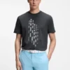 T-shirt med geometriskt mönster i stretchbomull T-shirt med geometriskt mönster i stretchbomull