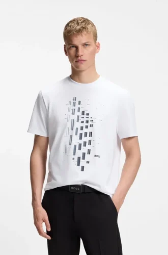 T-shirt med geometriskt mönster i stretchbomull