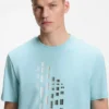 T-shirt med geometriskt mönster i stretchbomull