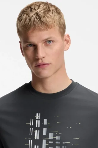 T-shirt med geometriskt mönster i stretchbomull