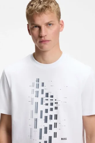 T-shirt med geometriskt mönster i stretchbomull