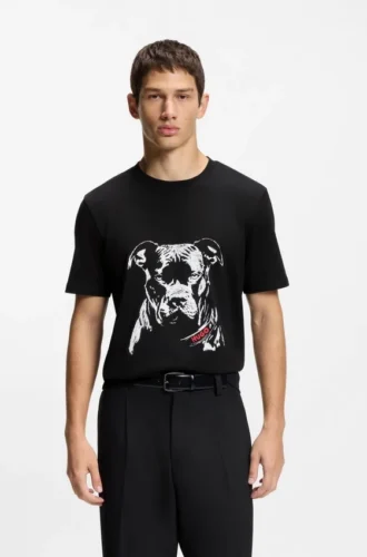 T-shirt med hundmotiv i bomullsjersey
