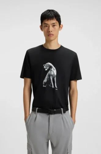 T-shirt med hundmotiv i bomullsjersey