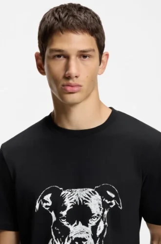 T-shirt med hundmotiv i bomullsjersey