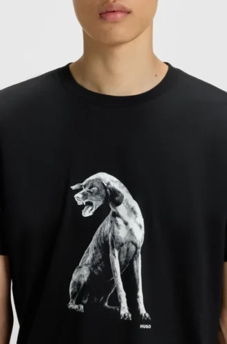 T-shirt med hundmotiv i bomullsjersey