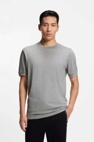 T-shirt med krage i bomull och silke