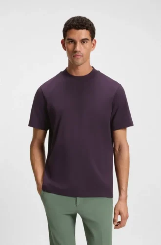 T-shirt med logotyp på kragen i stretchbomull
