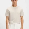 T-shirt med mikromönster i merceriserad bomull T-shirt med mikromönster i merceriserad bomull