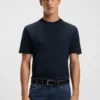 T-shirt med mikromönster i merceriserad bomull T-shirt med mikromönster i merceriserad bomull