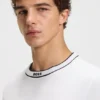 T-shirt med randig krage i bomullsjersey T-shirt med randig krage i bomullsjersey