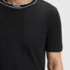 T-shirt med randig krage i bomullsjersey T-shirt med randig krage i bomullsjersey