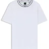 T-shirt med randig krage i bomullsjersey T-shirt med randig krage i bomullsjersey