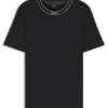 T-shirt med randig krage i bomullsjersey T-shirt med randig krage i bomullsjersey