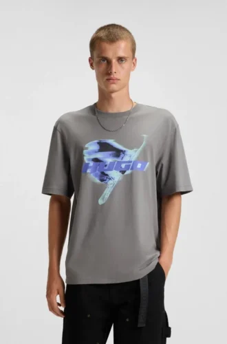 T-shirt med snowboardmotiv i bomullsjersey