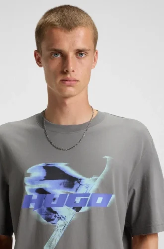 T-shirt med snowboardmotiv i bomullsjersey