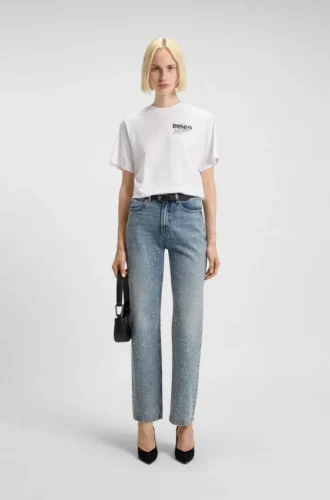 T-shirt med strassmönster i bomullsjersey