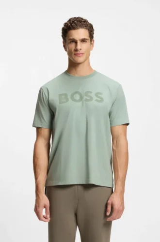 T-shirt med ton-i-ton-logotyp i stretchbomull