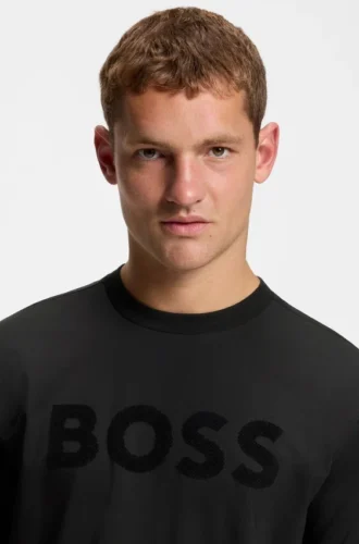 T-shirt med ton-i-ton-logotyp i stretchbomull