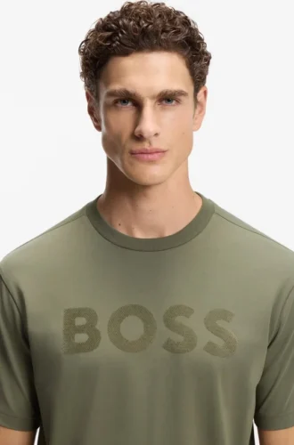T-shirt med ton-i-ton-logotyp i stretchbomull
