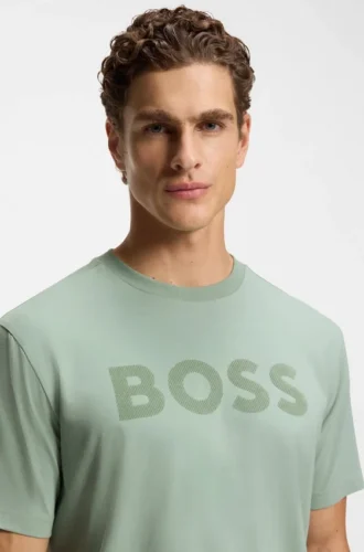 T-shirt med ton-i-ton-logotyp i stretchbomull