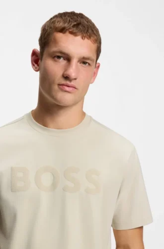 T-shirt med ton-i-ton-logotyp i stretchbomull