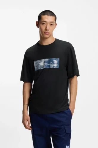 T-shirt med tryck i bomullsfrotté