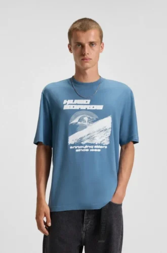 T-shirt med tryck i bomullsfrotté