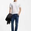 T-shirt med vertikala ränder i merceriserad bomull T-shirt med vertikala ränder i merceriserad bomull