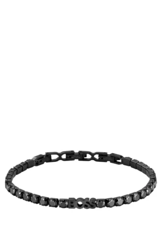 Tennisarmband med kedja och svarta kristaller